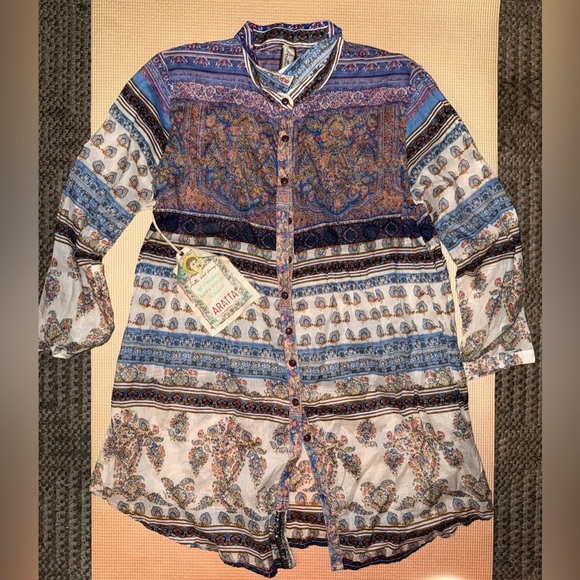 Aratta my memory button up tunic top small - Picture 3 of 4